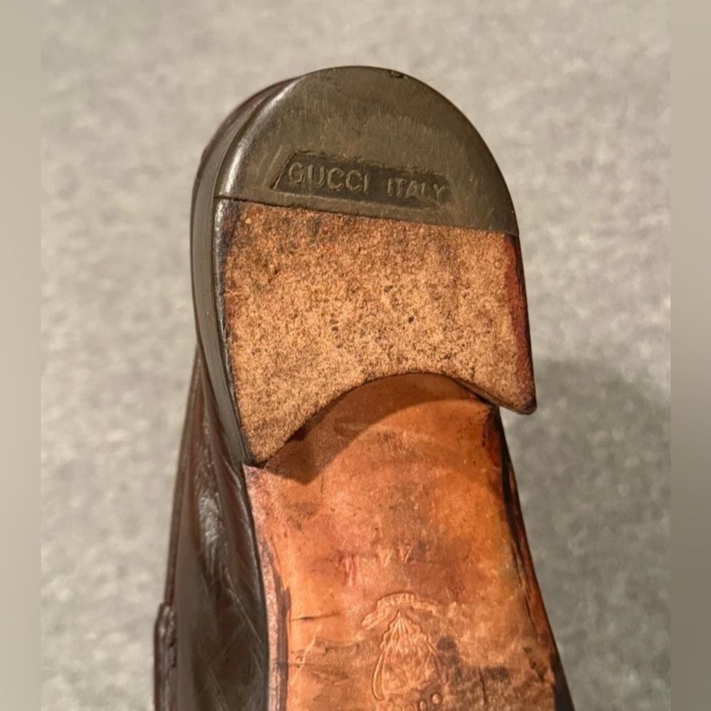 Gucci Horsebit Loafers - Brown Leather w/ Gold Bit - Size 44 M - Picture 10 of 11